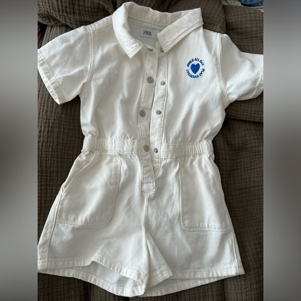NWOT Zara white denim romper 5T